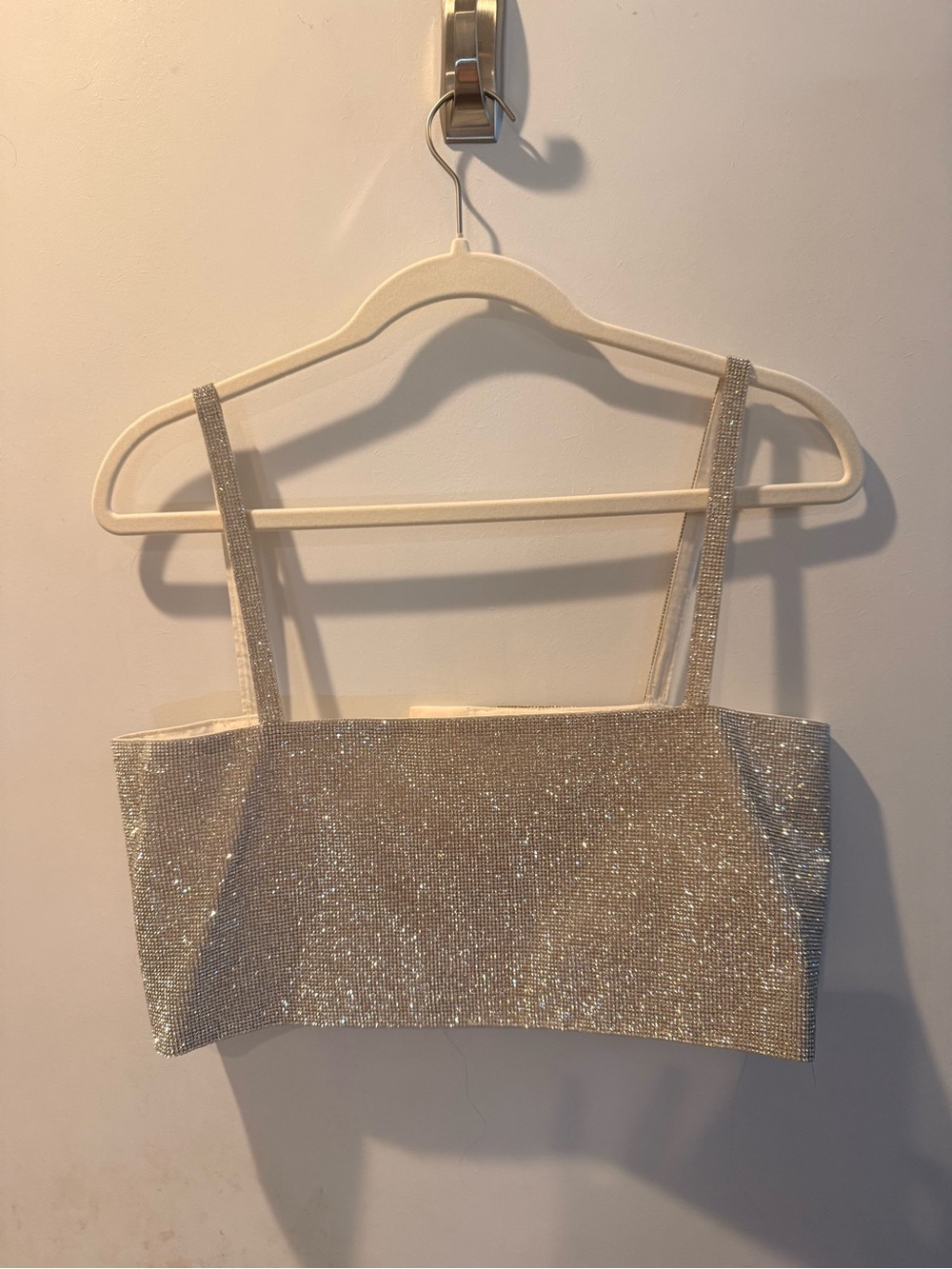12th Tribe Silver Rhinestone Cropped Tank